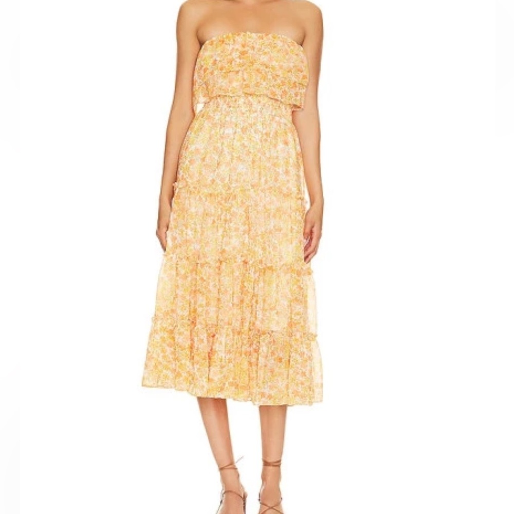 NWT Revolve Strapless Ruffle Dress in Russett